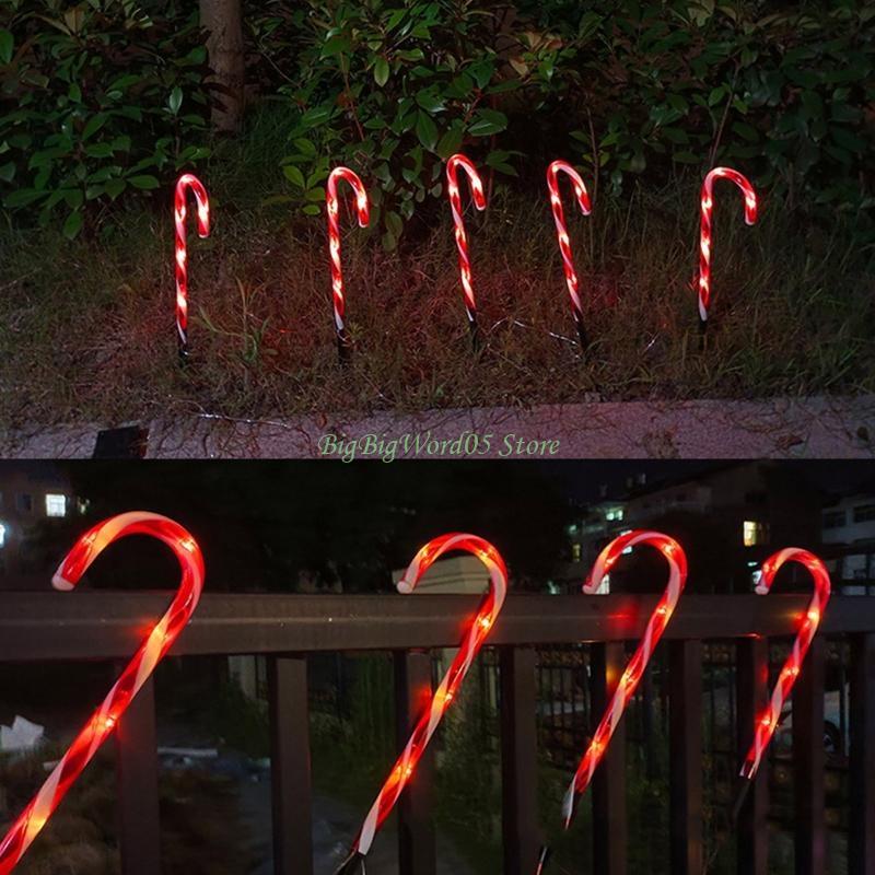 24TE Christmas Candy Cane Lights Set Led Solar or Battery Powered Light Landscape