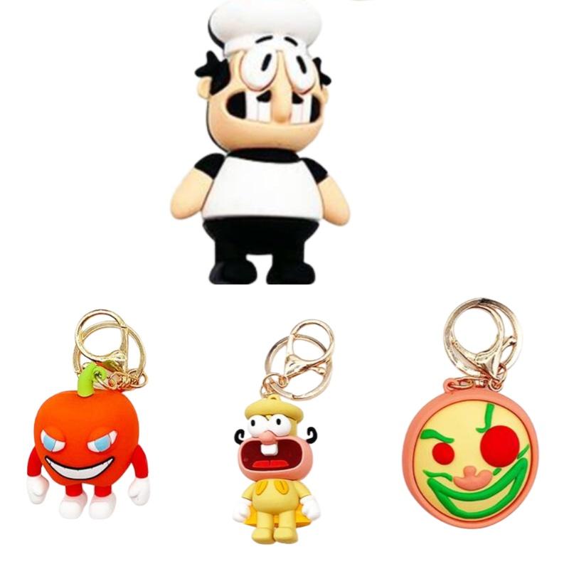 Tower Pizza Keychain Pepper Chef Pendant Cartoon Characters Decoration Accessory