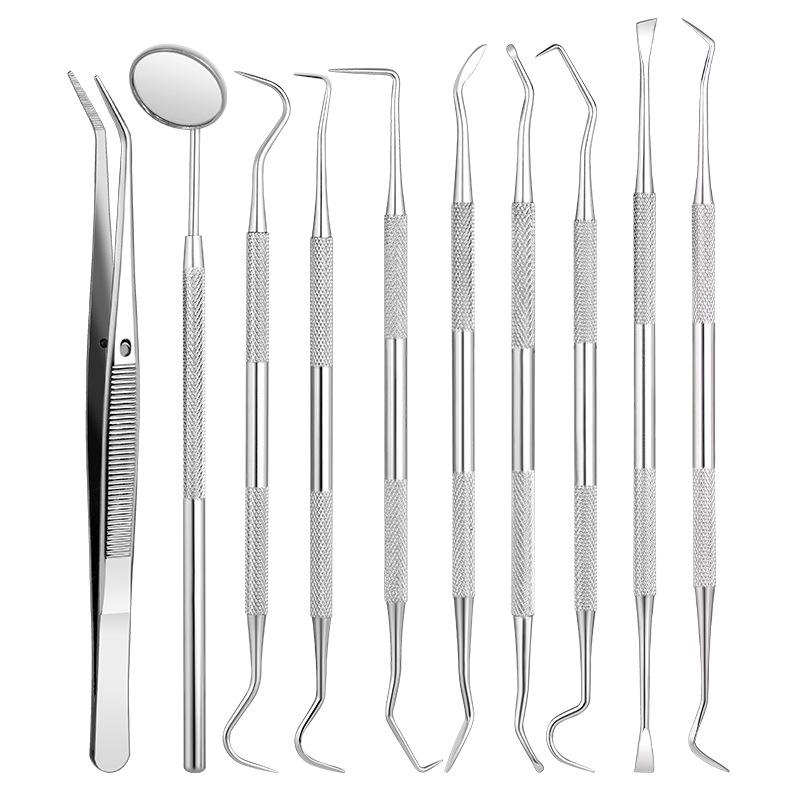 Stainless Steel Dental Tool Set - Mouth Mirror & Tartar Cleaning Care Tools