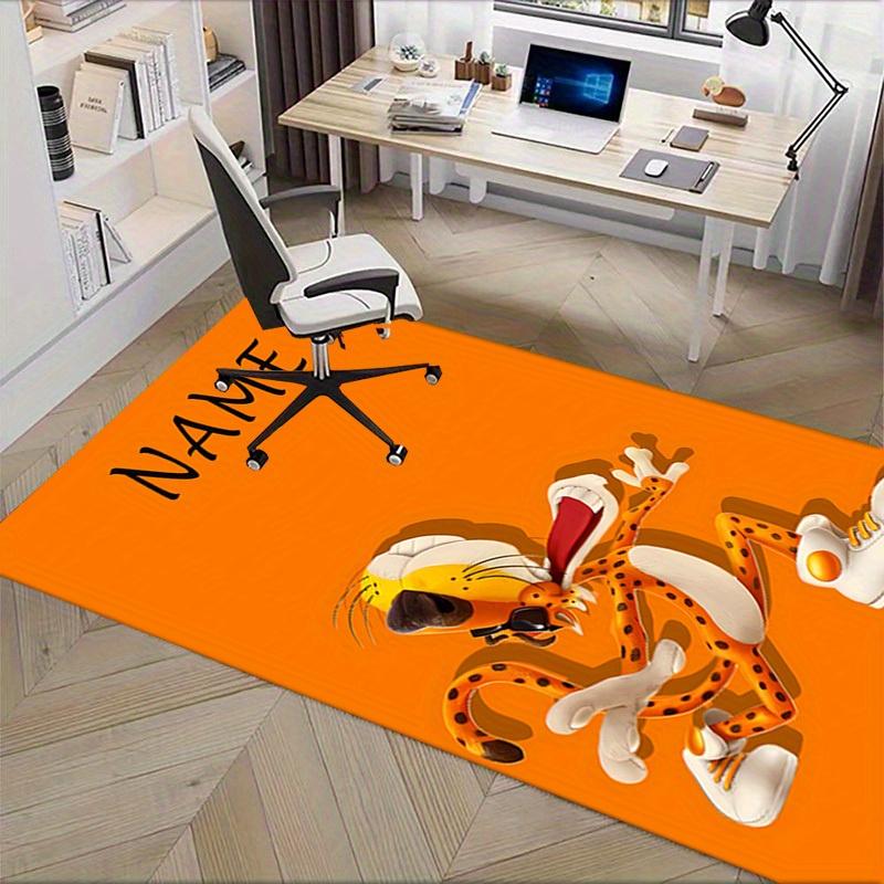 Cheetah, Cool, Orange Office Carpet Soft Polyester Entrance Carpet Washable Non Slip Machine Washabl