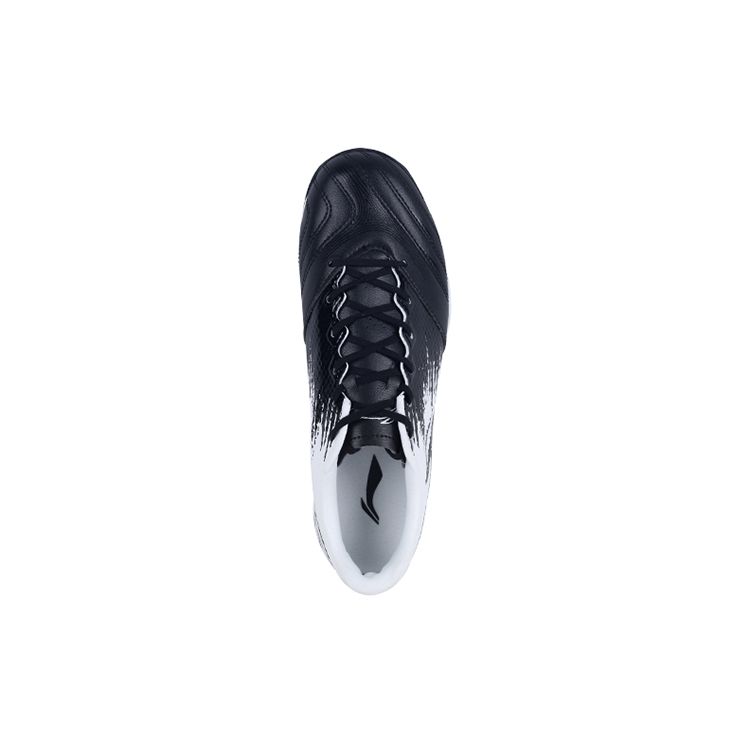 Li-Ning Synthetic Leather TF Studded Shock Absorbing Non-Slip Durable Football Shoes Men Football Shoes Black White ASTS007-1