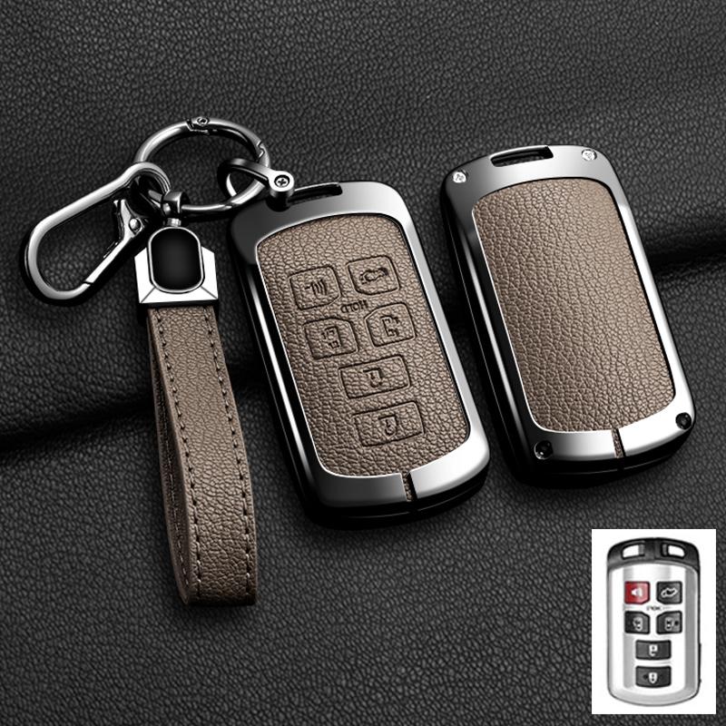 6 Button Car Key Case Cover Shell Holder For Toyota Sienna Se Tacom  -  Zinc Alloy Leather Protector Keychain Accessory