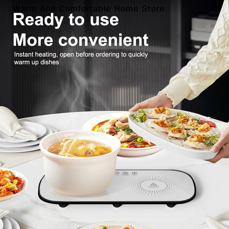 Electric Heating Plate Food Warmer Mat Silicone Dining Table Fast Warming Food Coffee Heater Tray Foldable Food Warming Plate