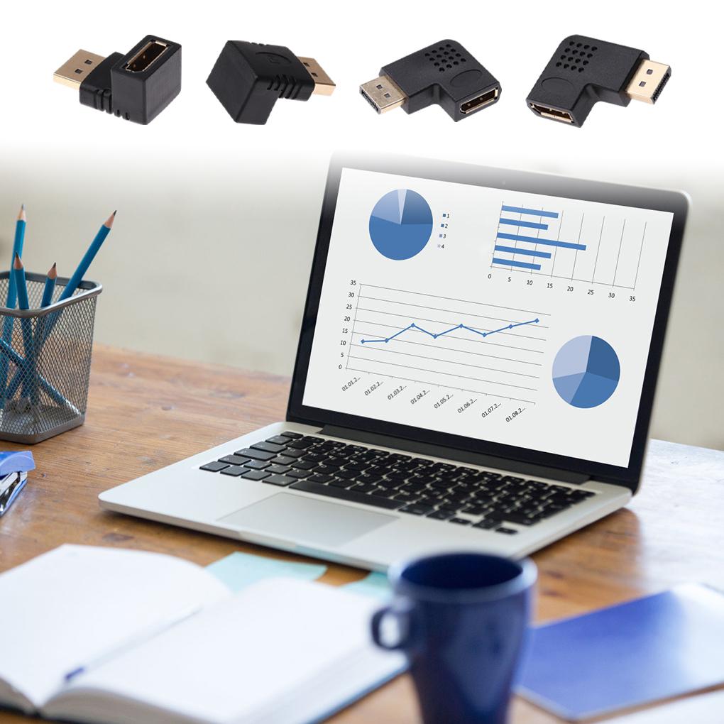 90-Degree Right-Angle Down Adapter 270-Degree Male To Female DP Elbow Connector Extension Converter for Projector