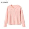 Northern Deer Heart-Shaped Jacquard Knit Wool Cardigan
