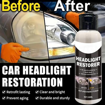Headlight Restore Kit Foggy Headlamp Lens Cleaning High-gloss Scratch-resistant Headlight Repair Solution 100ml For Automotive