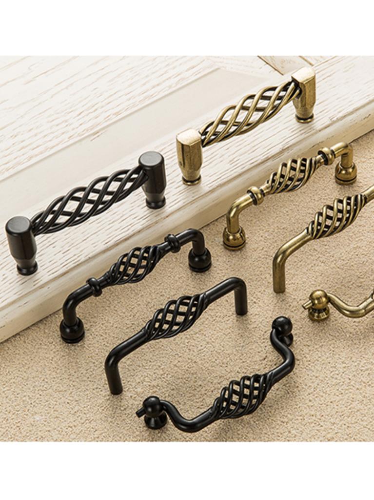 Vintage Antique Bronze Cabinet Handles Hollow Out Birdcage Handles Drawer Knobs Wardrobe Door Pullers Furniture Handle