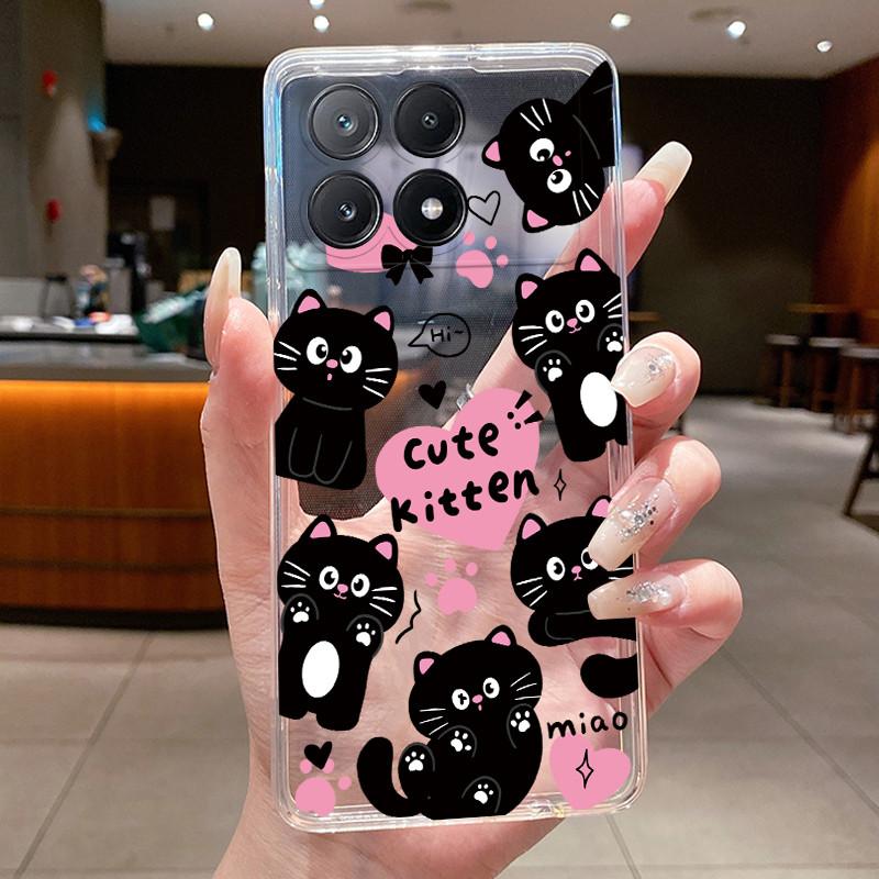 Phone Case For Xiaomi POCO X6 PRO 5G/Redmi K70E Fundas Capa Butterfly Bow Protective Casing Transparent Soft Silicone TPU Cover