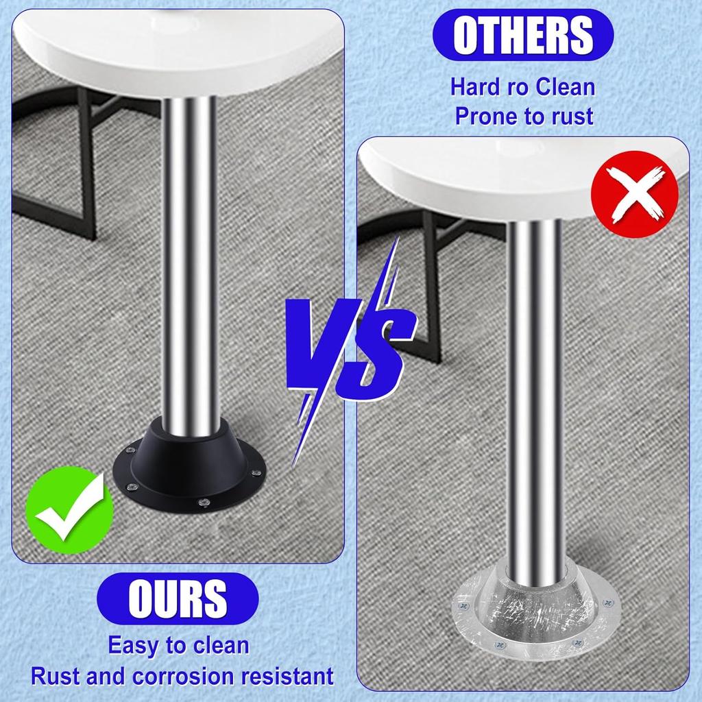 2Pack RV Table Base Mount Standard Size Aluminum RV Table Base Mount Camper Table Leg Base Mount Bracket Flush Table and Floor Mounting Base with 6