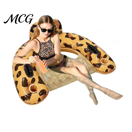 Blow-Up Lounge Chair U-shaped Inflatable Pool Float for Adults, Floating with Cup Holder Drink Holder, Swimming Party Beach Lake Essentials