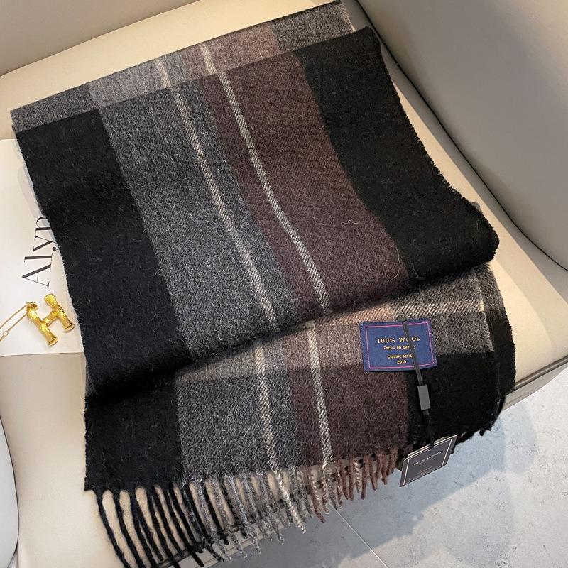 Men's Scarf Winter High-end Black Thickened Wool Scarf Men's New High-end Versatile Gift