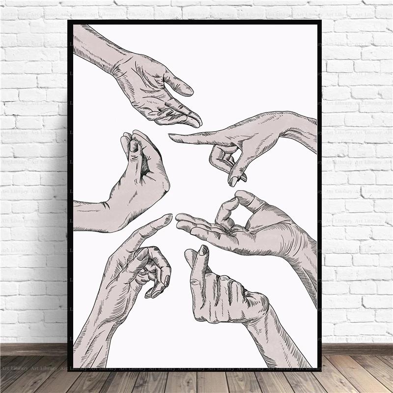 Italské tisky Vintage gesto držení za ruce Plakát Malba na plátně Italský mem Vtipné obrazy na zeď Domácí dekorace Dárek