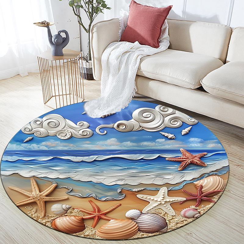 Tappeto Rotondo con Stampa Cartoon, Tappeto per Soggiorno Camera da Letto Divano Sala Giochi Decorazione, Tappetino Antiscivolo