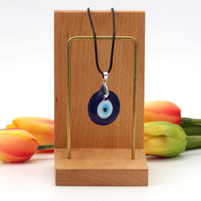 1pc Evil Eye Pendant Necklace Glass Leather Rope Chain Turkish Protect Lucky Necklace for Women Men