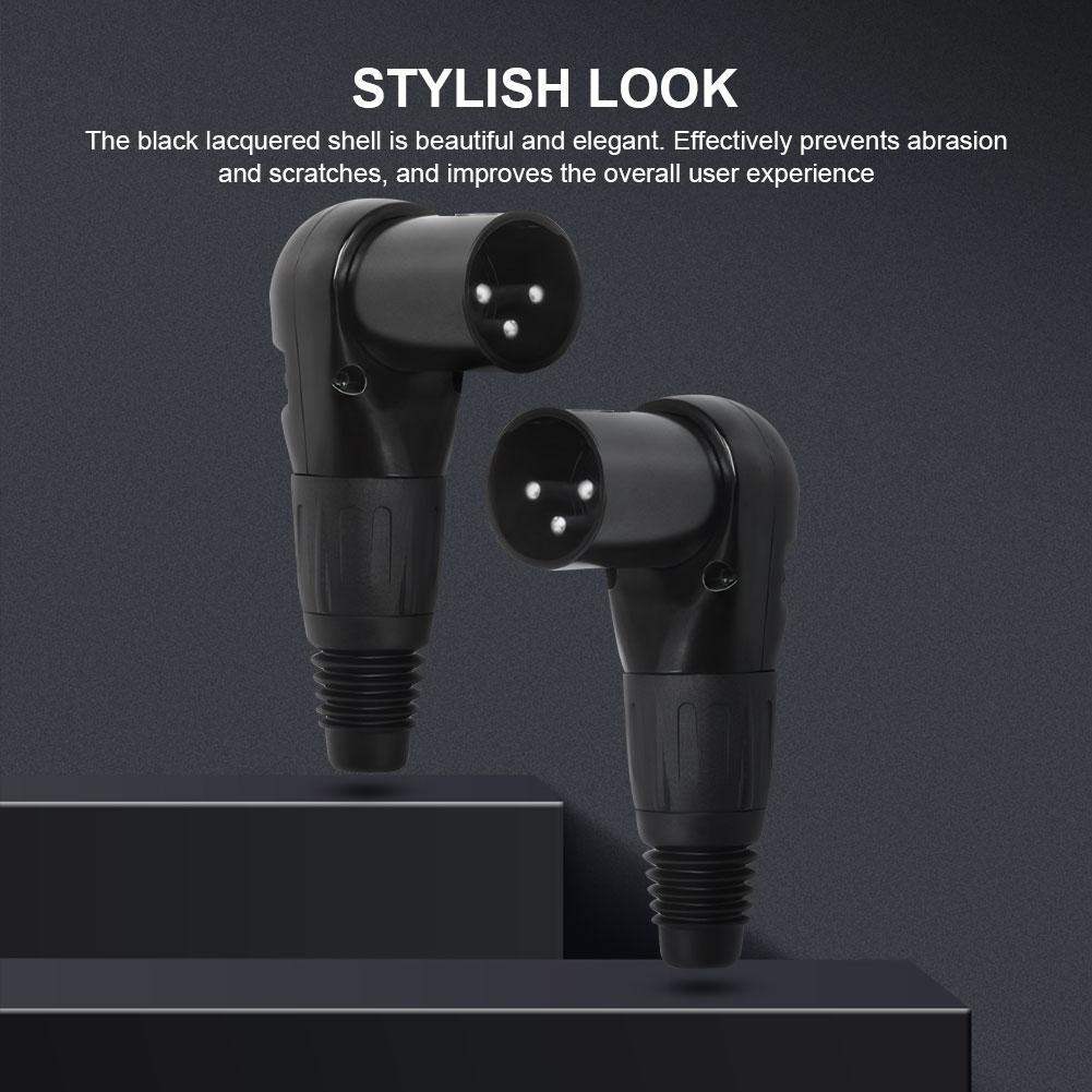 3Pin XLR Male/Female Jack Connector Male Female Micphone Plug Audio Cable Connector Right Angle 90 Degree Audio Wire Connector
