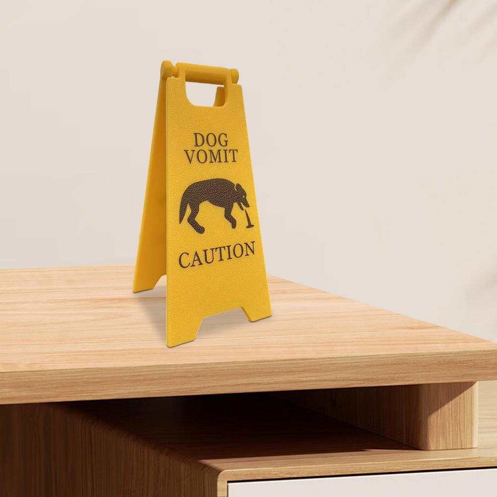 Cat Vomit Sign Funny Creative Caution Sign Dog Vomit Warning Sign 3D Printed Novelty Desk Decoration Cute Gag Gift