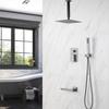 Brass Wall Embed Mount Grey Color 1/2/3 Function Concealed Shower System 10 Inch Top Rain Spray Hand Shower Head Bathroom Faucet