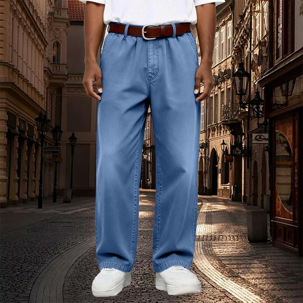Men Elastic Waist Pant Casual Fit Pants Trousers