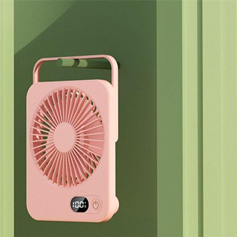 B69A Tragbarer Schreibtischventilator USB-wiederaufladbarer Lüfter 180° Neigung faltbar Persönlicher Ventilator mit Leistungsanzeige 5 Geschwindigkeiten Ultra-leiser Tisch