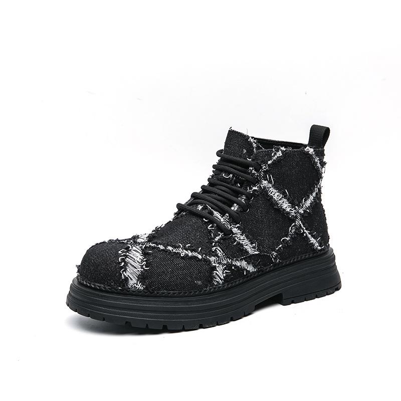 Men's Cross-Border Martin Boots: Thick Sole, Height Increasing, Fashionable & Versatile Casual Workwear Short Boots.