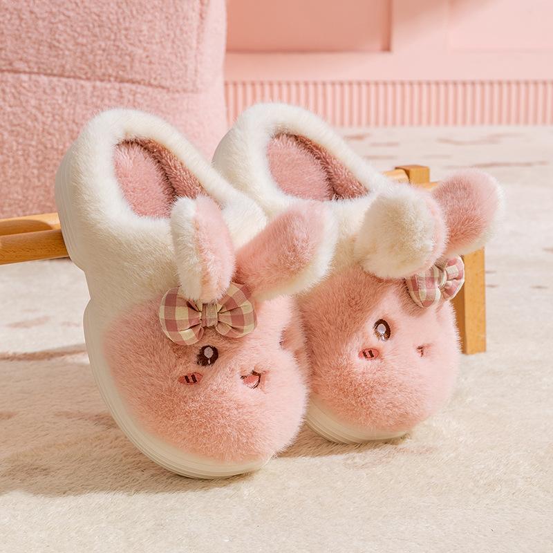 Cute cartoon cotton slippers women's autumn and winter indoor home non-slip warm plush thickened plush kitten cotton mop