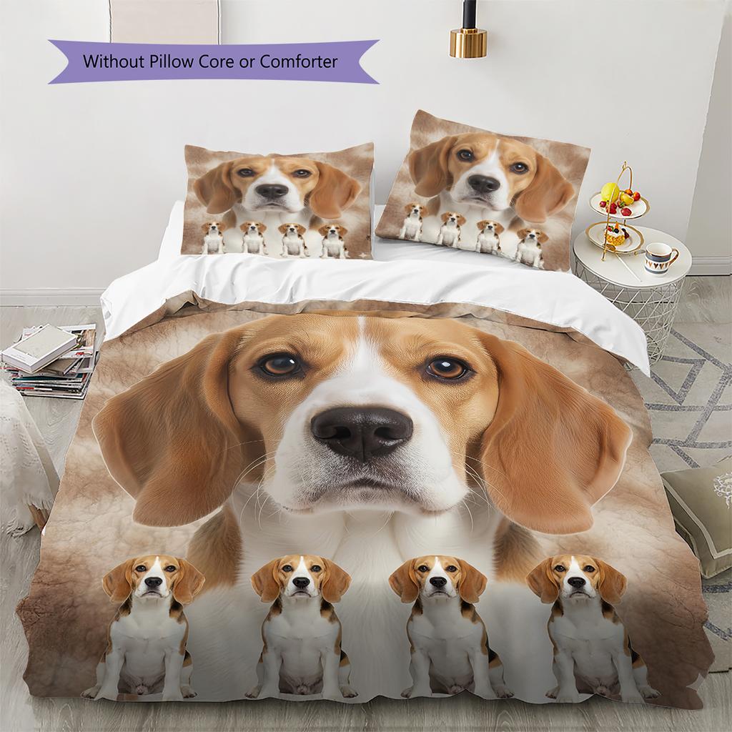 Beagle Border Collie Pattern Bedding Quilt Set Quilt Cover Pillowcase Home Decoration Gift (1 * duvet cover + 2 * pillowcase, without core)
