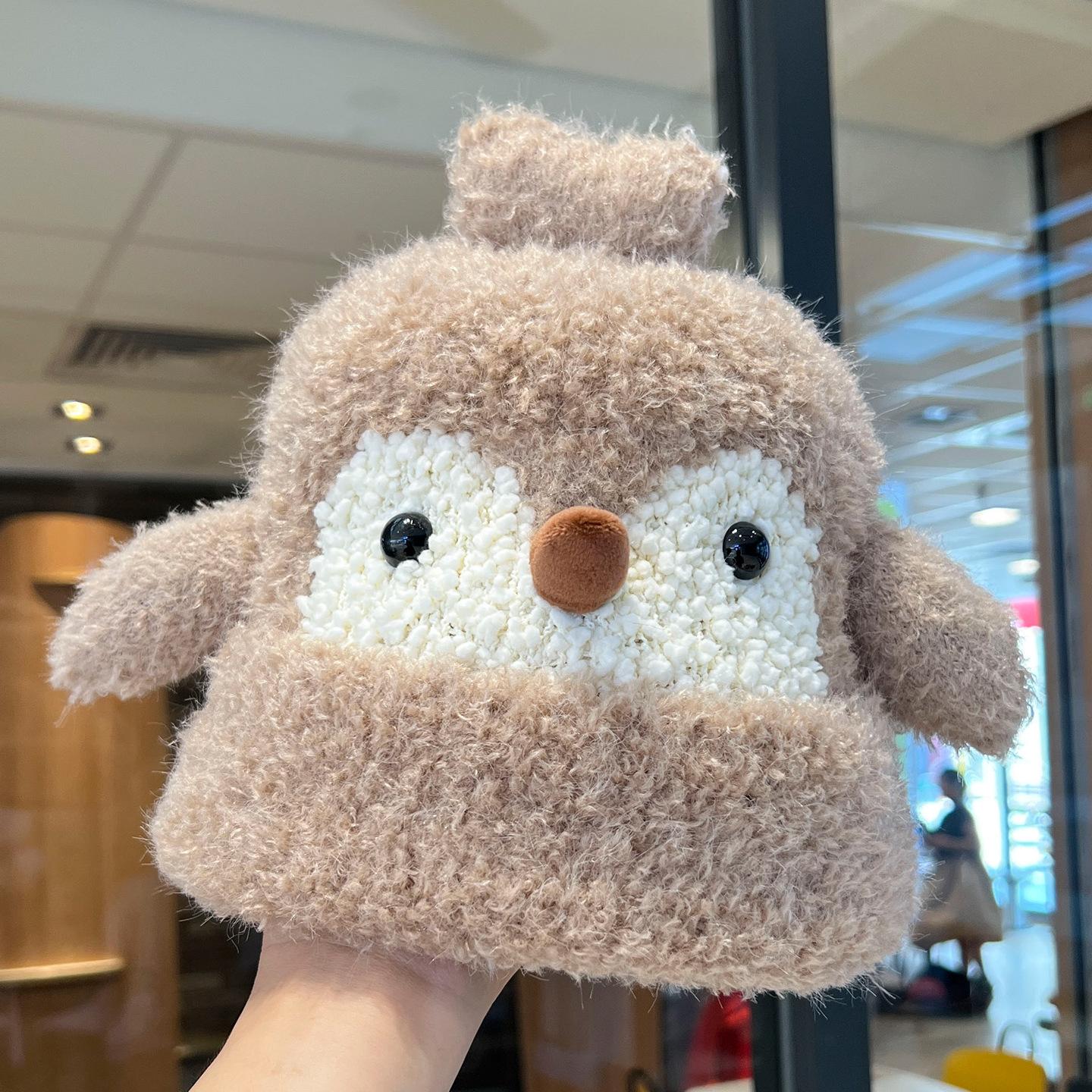 

Новая плюшевая вязаная шапка в японском стиле для женской осени и зимы, утолщенная флисом, теплая и универсальная шапка-капюшон для защиты ушей M（56-58cm）