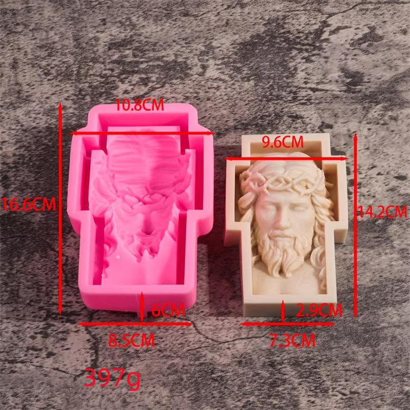 DIY Large Cross Candle Silicone Mold Handmade Jesus Madonna Relief Aromatherapy Resin Gypsum Mold Religious Decoration Gift