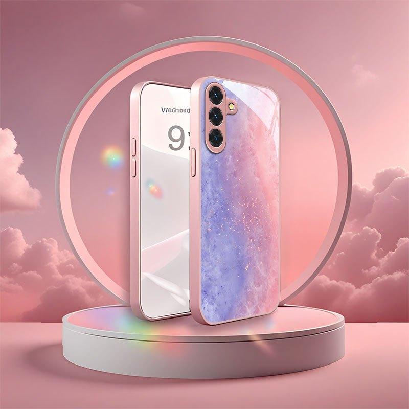 Chic Glitter Gradient Tempered Glass Phone Case S26 Ultra Fashion Carcasa for Samsung Galaxy S25 S24 S23 S22 S21 FE Ultra Plus