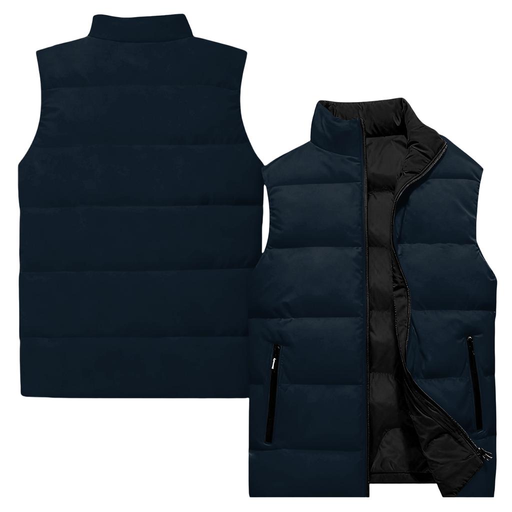 Men's Casual And Fashionable Sleeveless Vest, Solid-color Printed Cotton Jacket