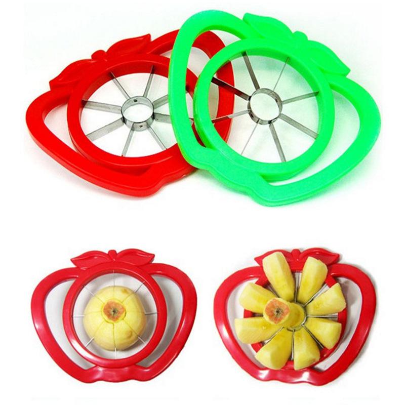Coupe-pomme en plastique avec manche, couteau à fruits en acier inoxydable, accessoires de cuisine