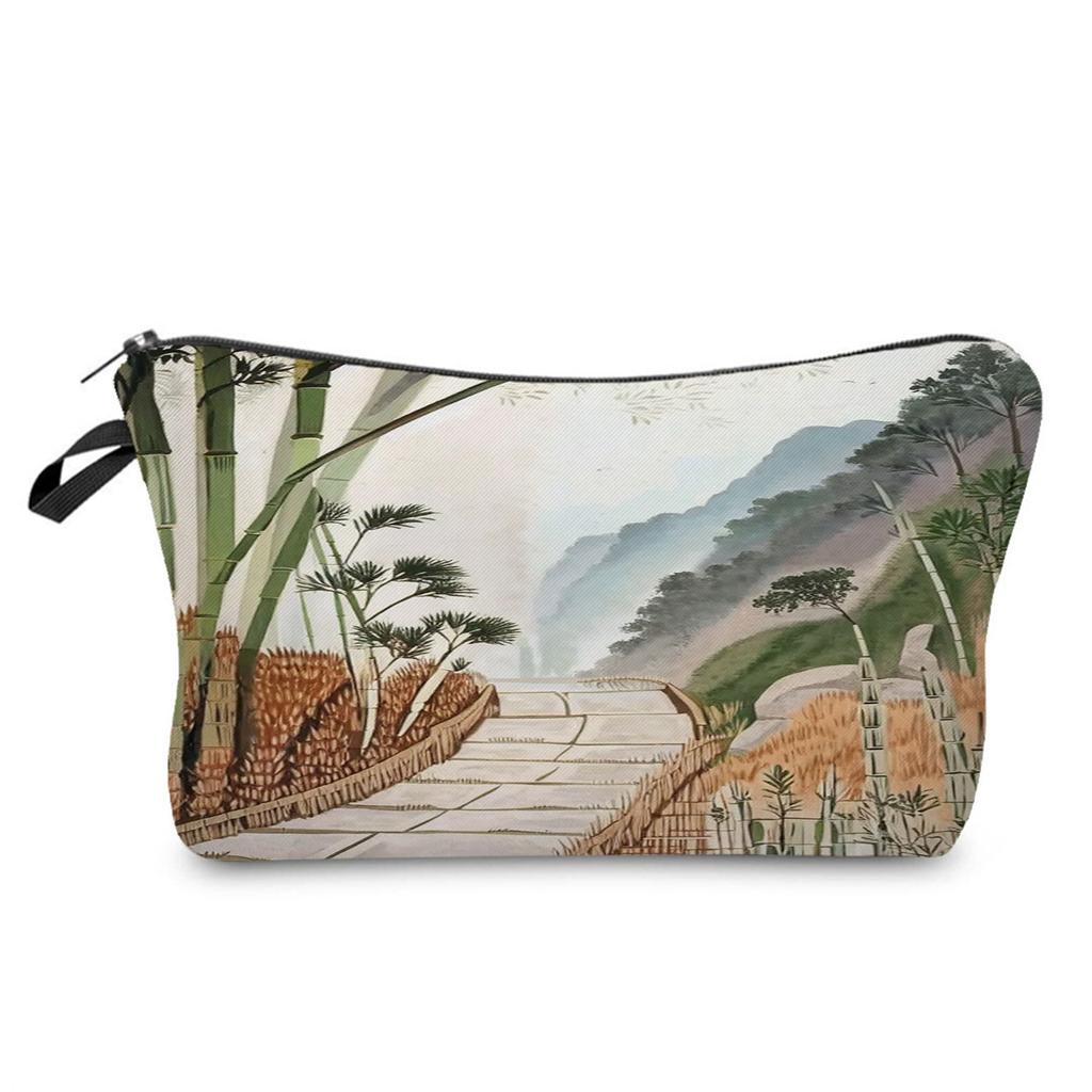 Women Bamboo grove Print Cosmetic Bag Toiletries Organize Travel Storage Case 6888
