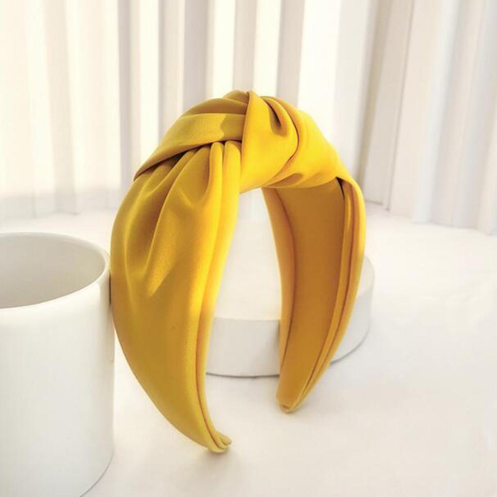 PROLY New Fashion Women Headband Adult Wide Side Solid Color Hairband Center Knot Turban Casual Hair Accessories