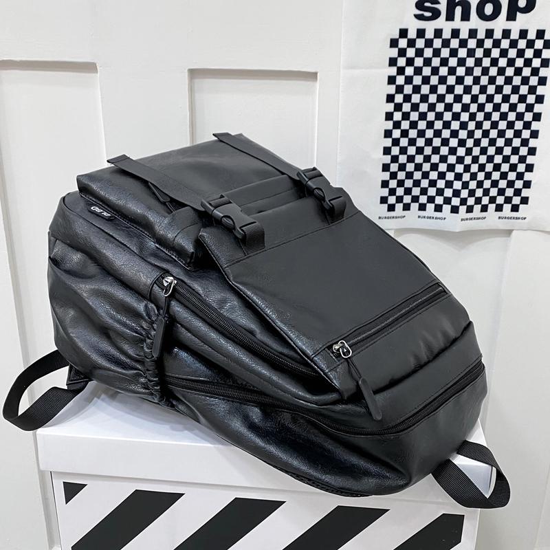 Sac d'ordinateur d'affaires en cuir PU souple Sac à dos de voyage pour hommes Grande capacité Sac à dos étudiant
