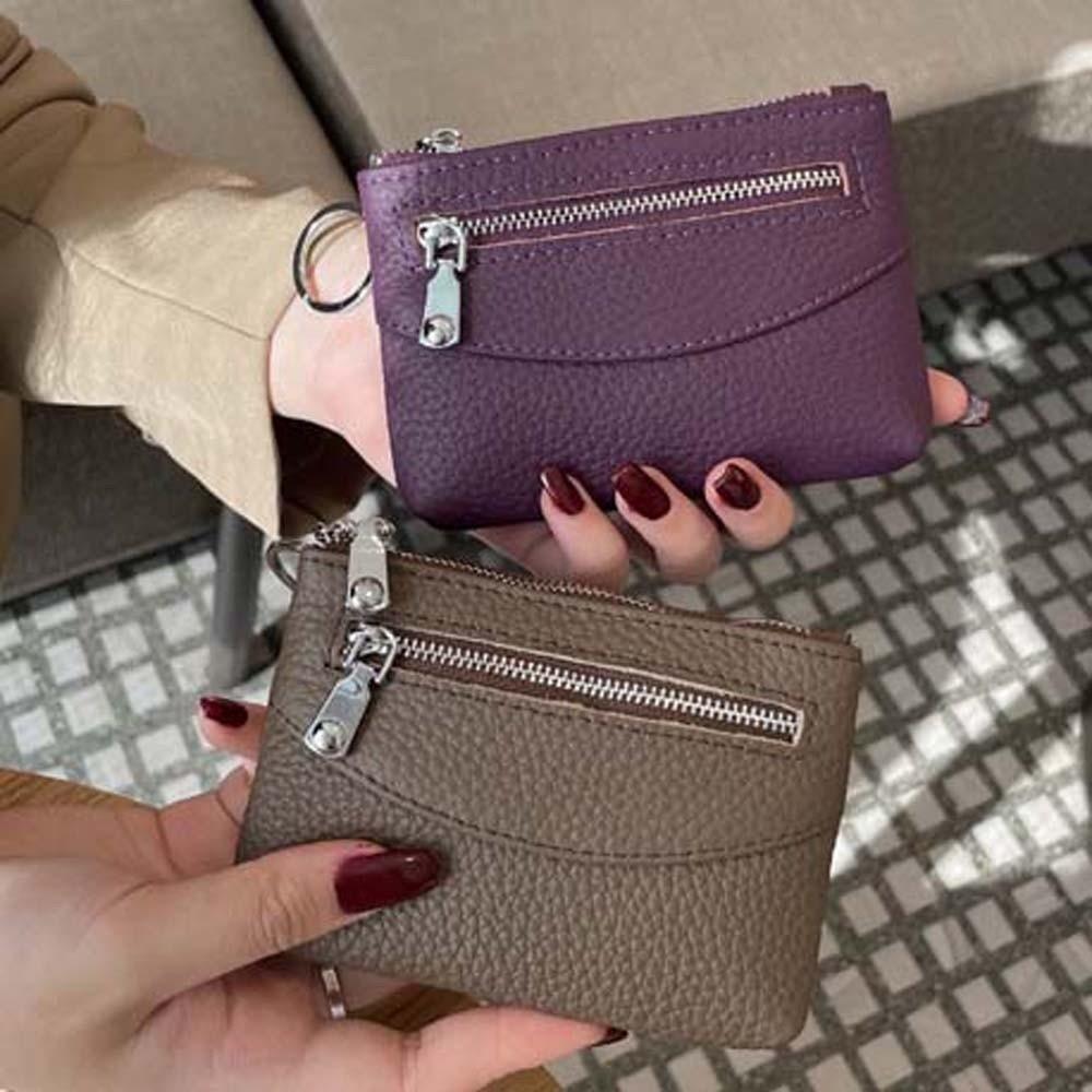 Anti-splash Water Texture Lady Wallet Classic Multiple Card Short Coin Purse Solid Color Korean Style Leather Cards Bag Work