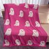 Halloween Ghost Blankets Pink Flannel Reversible Soft Cute Throw Blanket for Adults Kids Halloween Festival Decoration Gifts