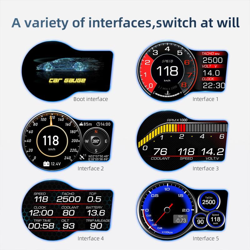 F15 Car Hud Head-up Display Obd Gps Dual System Hd Lcd Gauge Speedometer Alarm Function Electronic