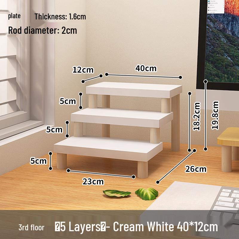 Desktop Ladder-Style Solid Wood Flower Stand for Small Plants and Succulents