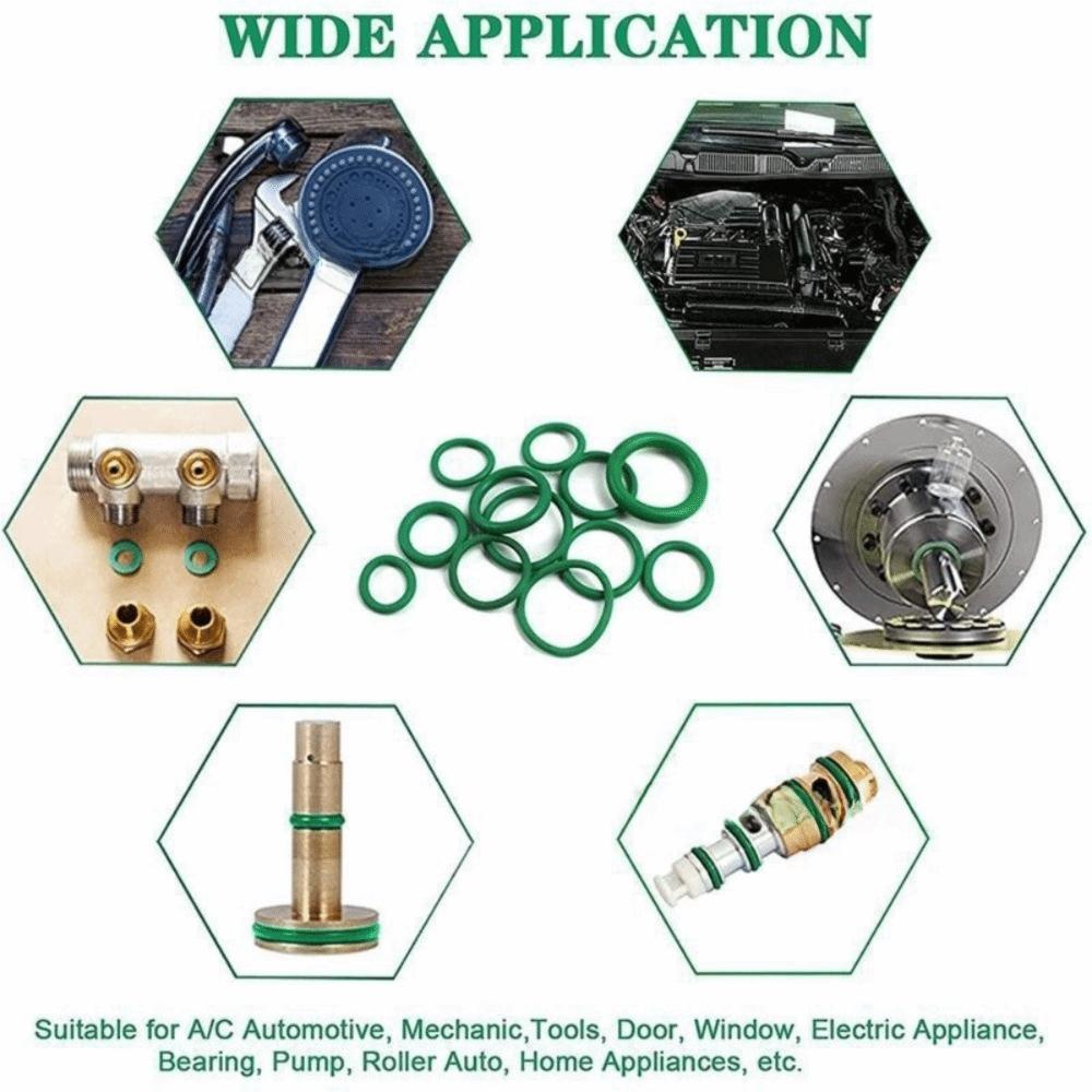 530pcs/set Green Seal Rubber O-Rings 18 Size Automotive A/C Plumbing Repair  Compressor