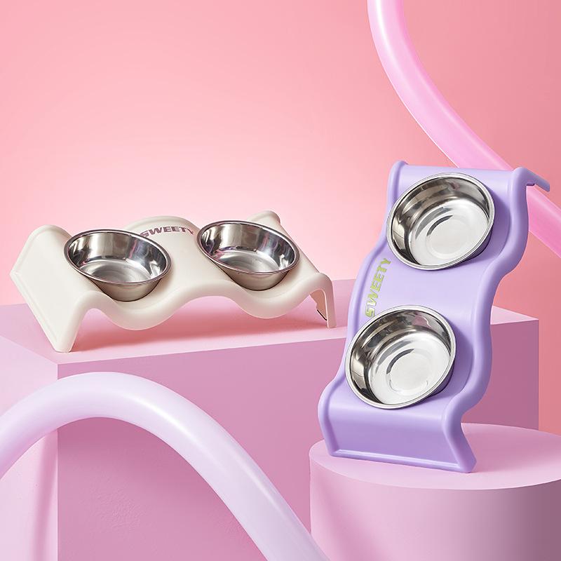Podwójna miska dla psa ze stali nierdzewnej Antypoślizgowa i stabilna Miska dla zwierząt z falistą ochroną szyi Miska dla kota Duża pojemność Miska dla psa