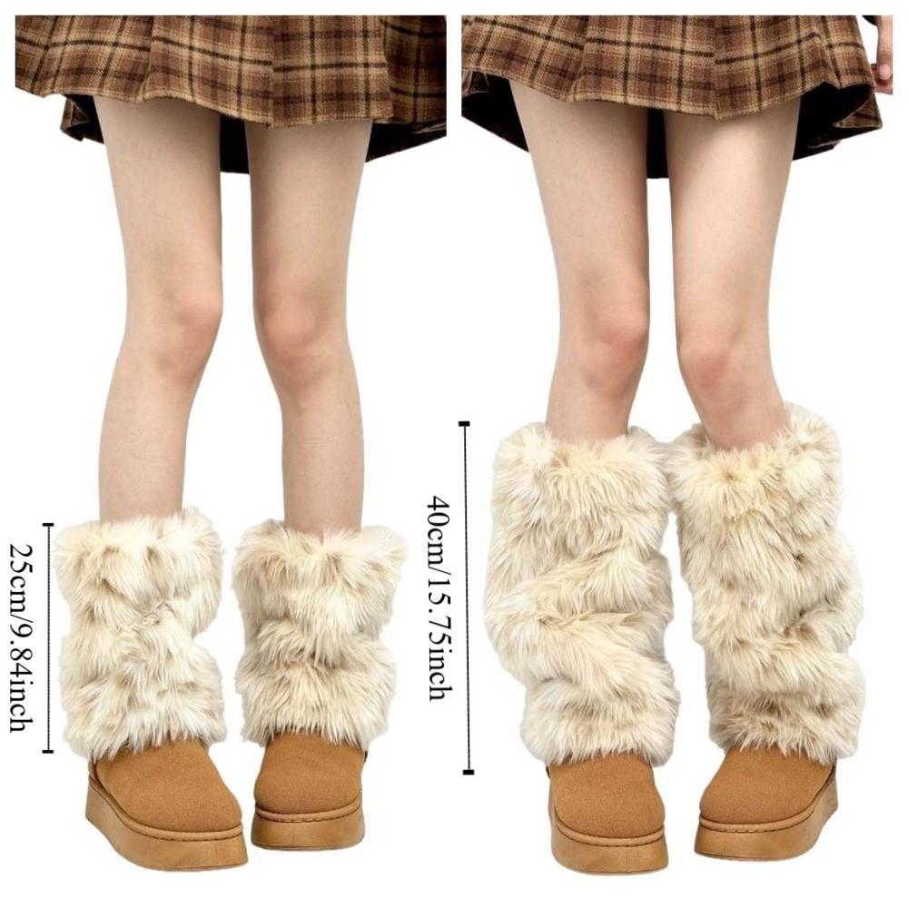 Kawaii Faux Fur Furry Leg Warmers Japanese Style Thickened Long Tube Sock JK Foot Cover Knee High Girls Socks Women Uniform