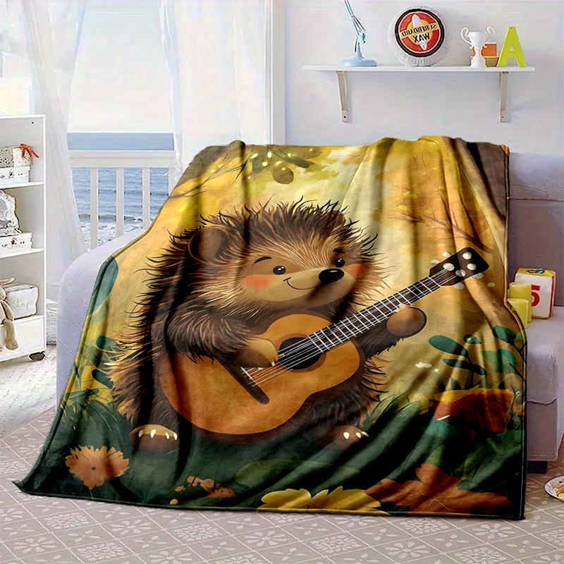 Autumnal Hedgehog Family Blanket Flannel Blanket Throw Blanket Sofa Cover Blanket Soft Premium Blanket Picnic Blanket Tv Blanket Gifts
