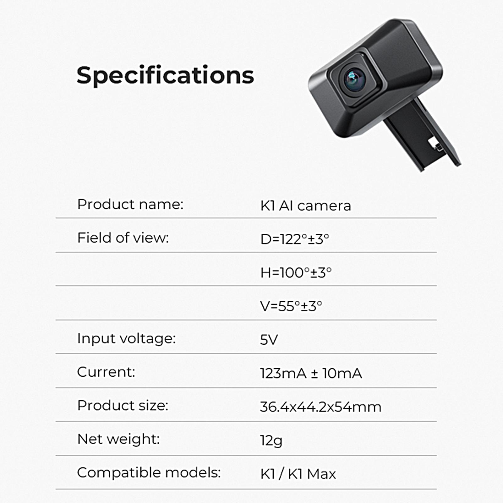 

Crlity K1 AI Camera Control NaIntelligent Assistant Support Rl Time Viewing and HD Quality Time-lapse Filming Suitable for K1 / K1 / K1C 3D Print