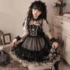 White Black Lolita Short Shawl Lace Mesh Lolita Skirt Versatile French Style Smock  Women