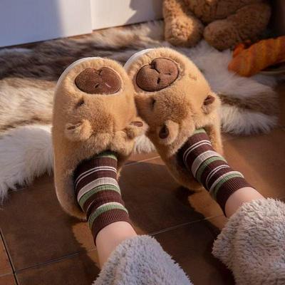 Kapibara Kapcie Bawełniane Unisex - Damskie Zamknięte, Męskie Ciepłe, Pluszowe, Poporodowe.