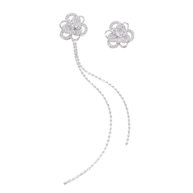 

Sparkling Rhinestones Flower Earrings Comfortable Wear Daily Party Accessories Fashionable Floral Jewelry Gift 1