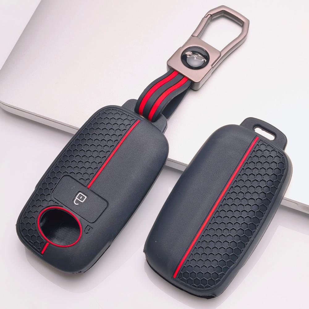 Soft Silicone Smart Key Sleeve for Toyota Raize Veloz Avanza Wigo Rush Calya Sigra with Keychain Honeycomb Texture Soft Silicone Smart Key Fob Sleeve