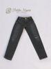 [Petite Marie] 13 MDD Compatible Okayama Processing Distressed Boyfriend Jeans Black KOJIMA Processing Jeans Distressed Processing Low Rise Roll-up