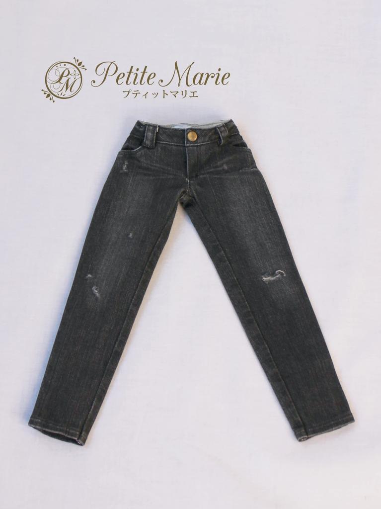 [Petite Marie] 13 MDD Compatible Okayama Processing Distressed Boyfriend Jeans Black KOJIMA Processing Jeans Distressed Processing Low Rise Roll-up