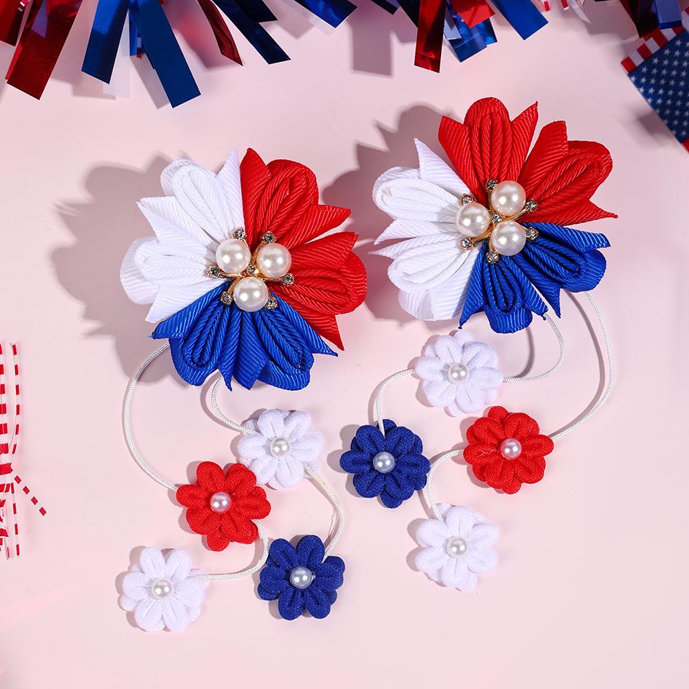 2pcs Flower Hair Clips with Flower Tassel Faux Pearl Hairpins Cute Barrettes Hair Accessories for Girls Headwear Hair Pin
